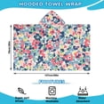 thumbnail image 2 of Pioneer Flower Floral Print Pattern Hooded Bath Towel，50"x30" for Ages 3 To 12 Kids, Quick Dry Lightweight Soft Microfiber Hood Beach Towel Cover Up for Kids, 2 of 7