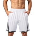thumbnail image 2 of Men Shorts Athletic Men's Basketball Shorts Summer Thin Breathable Loose Sports Pants -Dry Casual Solid Color Shorts White Xxxl, 2 of 6