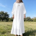 thumbnail image 3 of Quixlent Women Dress Round Neck Puff Long Sleeve Loose Fit Maxi Dress with Layered Ruffle Hem Puff Sleeves Holiday Wear, 3 of 8