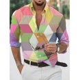 thumbnail image 1 of Camisa de hombre con estampados gráficos, geometría, cuello vuelto, calle, manga larga, estampado, botones, ropa, ropa, moda tropical, diseñador, 1 of 6
