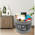 thumbnail image 5 of Cotton felt round dog toy box and dog toy basket storage with handle, doggie toy bin - Good idea for organizing pet toys, blankets, leashes, clothing, dry food and any doggie stuff, 5 of 7