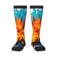 thumbnail image 1 of JUNZAN Colorful Paint Print Pattern Fun Novelty Knee Warmer High Socks, 1 of 6