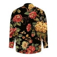 thumbnail image 5 of Aueoeo Dress Shirt For Men Loose Fits Floral Printed Shirt Long Sleeve Hawaiian Shackets Button Up Shirt Lightweight Top Black L, 5 of 5