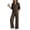 Coffee #04, variant on Women's 2 Piece Outfits V Neck Sweatsuit Lounge Sets, Regular Shoulder Top & Wide Leg Pants, Loose Wrinkle-Free Loungewear, Daily Travel Airport Matching Sets, Fall Winter Clothing L