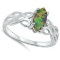 thumbnail image 4 of CHOOSE YOUR COLOR Sterling Silver Women's Black Simulated Opal Ring 925 Band 9mm Blue CZ Female Size 5, 4 of 4