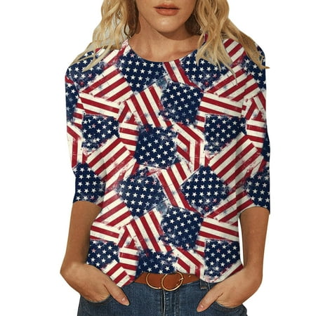 

NKOOGH Bustier Tops for Women Navy Tech Shirt Womens Three Quarter Sleeve T Shirts Spring Summer Casual Tops Round Neck Comfortable Shirts S
