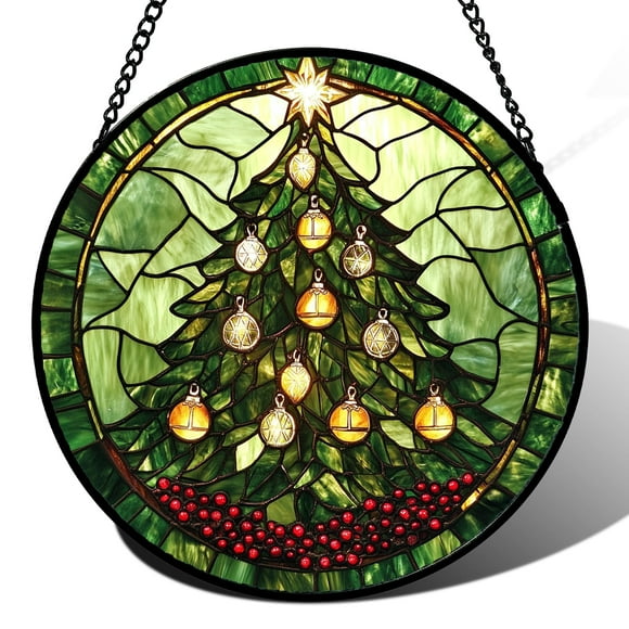 Colgante navideño de vitral para ventana DASTOLL de 16 cm