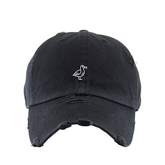 Albatross Vintage Baseball Cap Embroidered Cotton Adjustable Distressed Dad Hat Brush Black