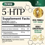5 Hydroxytryptophan Capsules - 200mg per Serving 5 HTP Supplement Plus Calcium for Brain Health & Sleep Support, Extra Strength Griffonia Simplicifolia 5-HTP Formula, 5HTP, USA Bottled - 120 Capsules