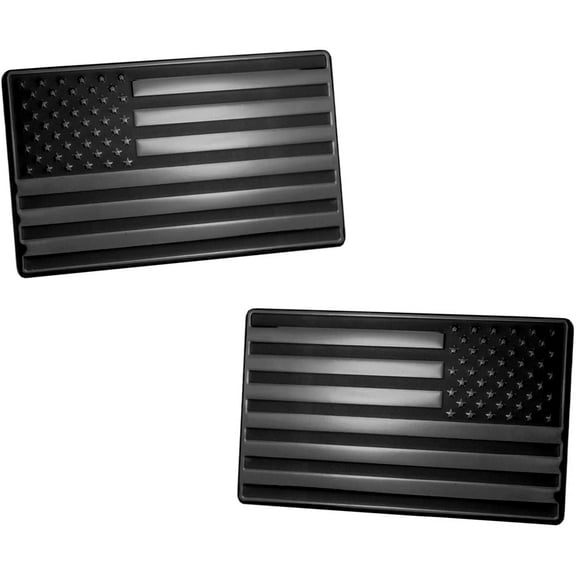 USA American 3D Metal Flag Auto Emblem for Cars Trucks 2pcs Forward and Reverse Set (5"x3", Black/Black)