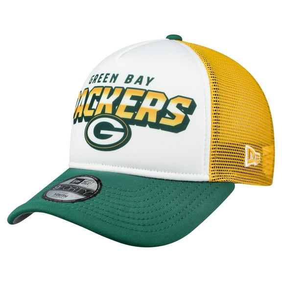 Youth New Era  White/Green Green Bay Packers Streak 9FORTY A-Frame Adjustable Hat