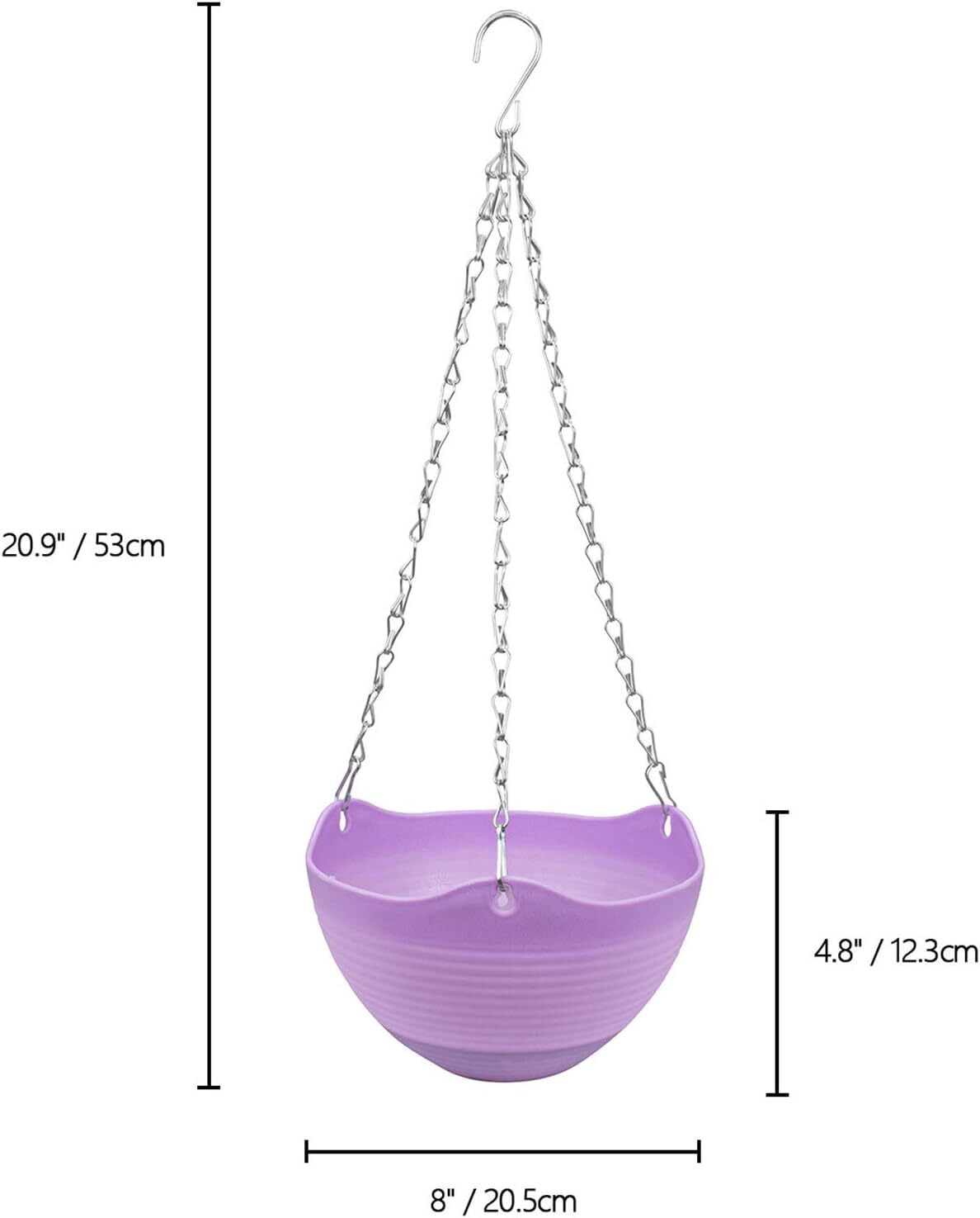 8 inch Hanging Planters, 7 Pack Self Watering Hanging Pots with Water Tray and Metal Chain for Indoor Outdoor Plants Flowers, Random Color