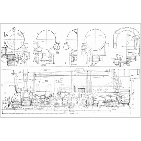 24"x36" Gallery Poster, USRA Heavy Mikado Railroad Locomotive Train Diagram c1922