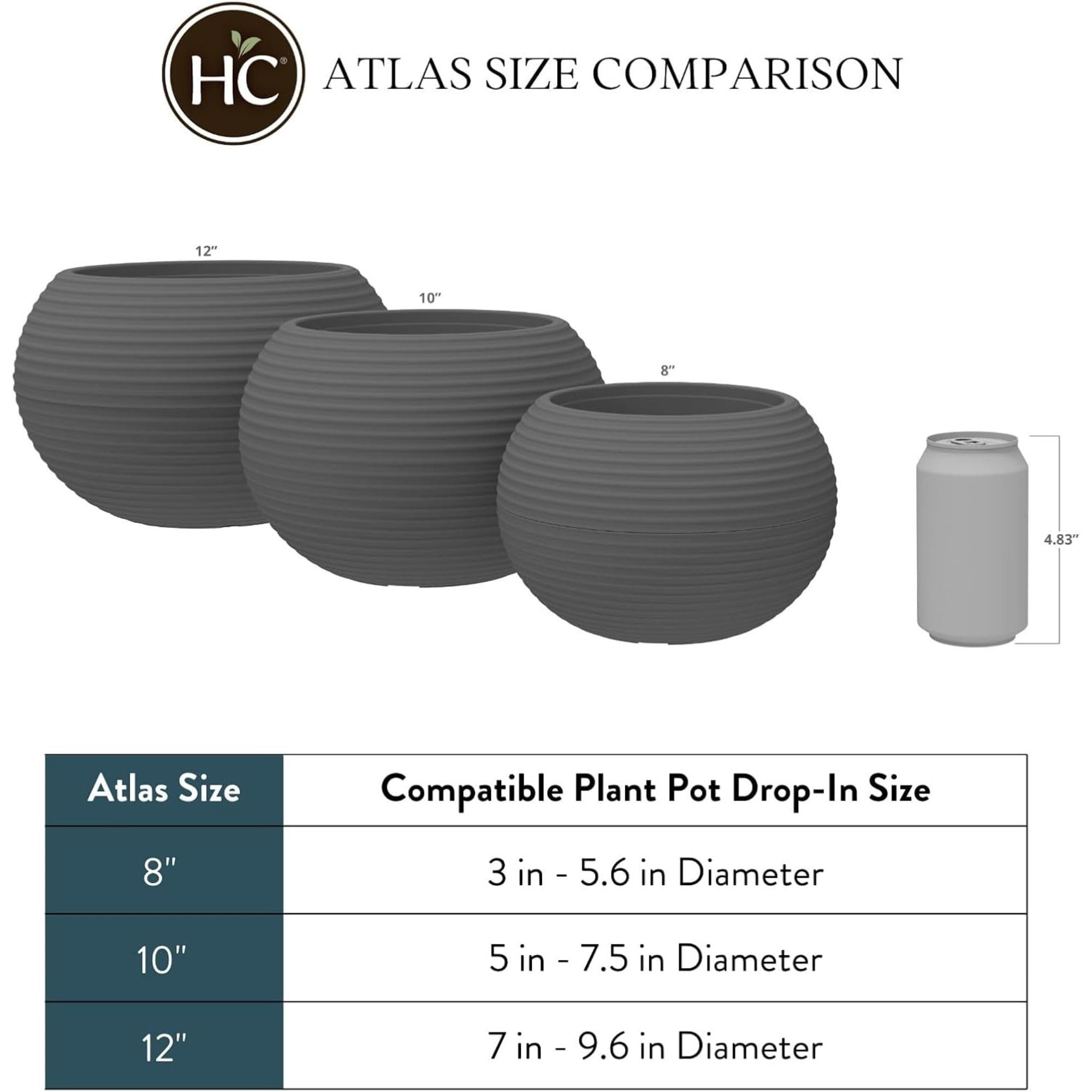 The HC Companies 8 Inch Atlas Sphere Planter, Round Plastic Planter Pot, Red