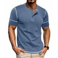 thumbnail image 2 of YDLCAFD Male Spring Short Sleeve Solid Color Letter Stripe Stitching Short Sleeve Top, 2 of 9