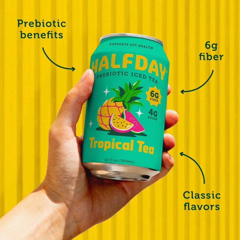 茶 himipa Halfday Prebiotic Tropical Iced Tea Drink, 6g Fiber, 12 fl oz