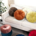 thumbnail image 4 of Velvet 15-Inch Round Decorative Pillow Orange for Couch Décor (Set of 2), 4 of 7