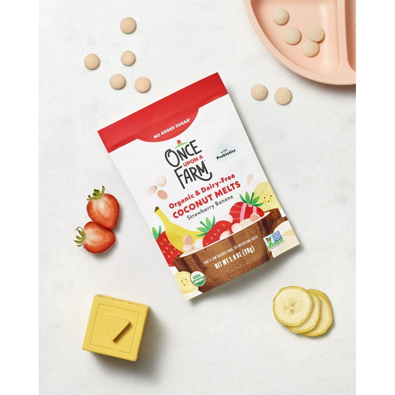 Once Upon a Farm Organic Coconut Melts, Strawberry Banana, 1oz