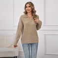 thumbnail image 3 of MLDRA Women's Sweaters Ribbed Knit Pullover Polo V Neck Collar Long Sleeve Knitwear Tops, 3 of 7