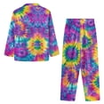 thumbnail image 6 of Garronmavis Tie-dye Design Womens Long Sleeve Pajama Set 2 Piece Button Down V Neck Sleepwear Cozy Soft Loungewear Set Nightwear PJs for Women with Pockets, 6 of 7