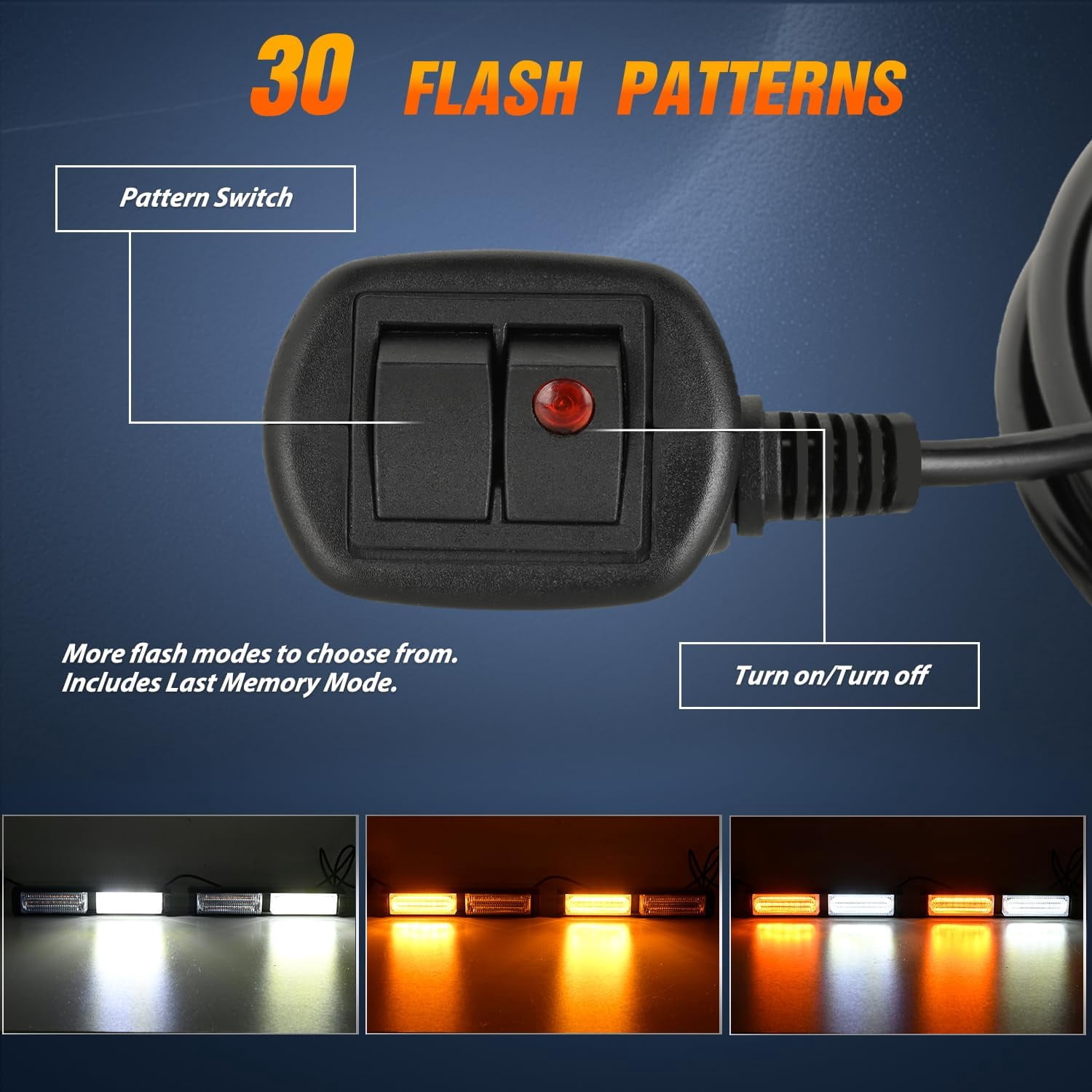 Nilight 40LED Amber White Emergency Strobe Advisor Light Bar with Suction Cups Dash Safety Warning Hazard Flashing Lights Interior Front/Rear Windshield for Trucks Construction Vehicles