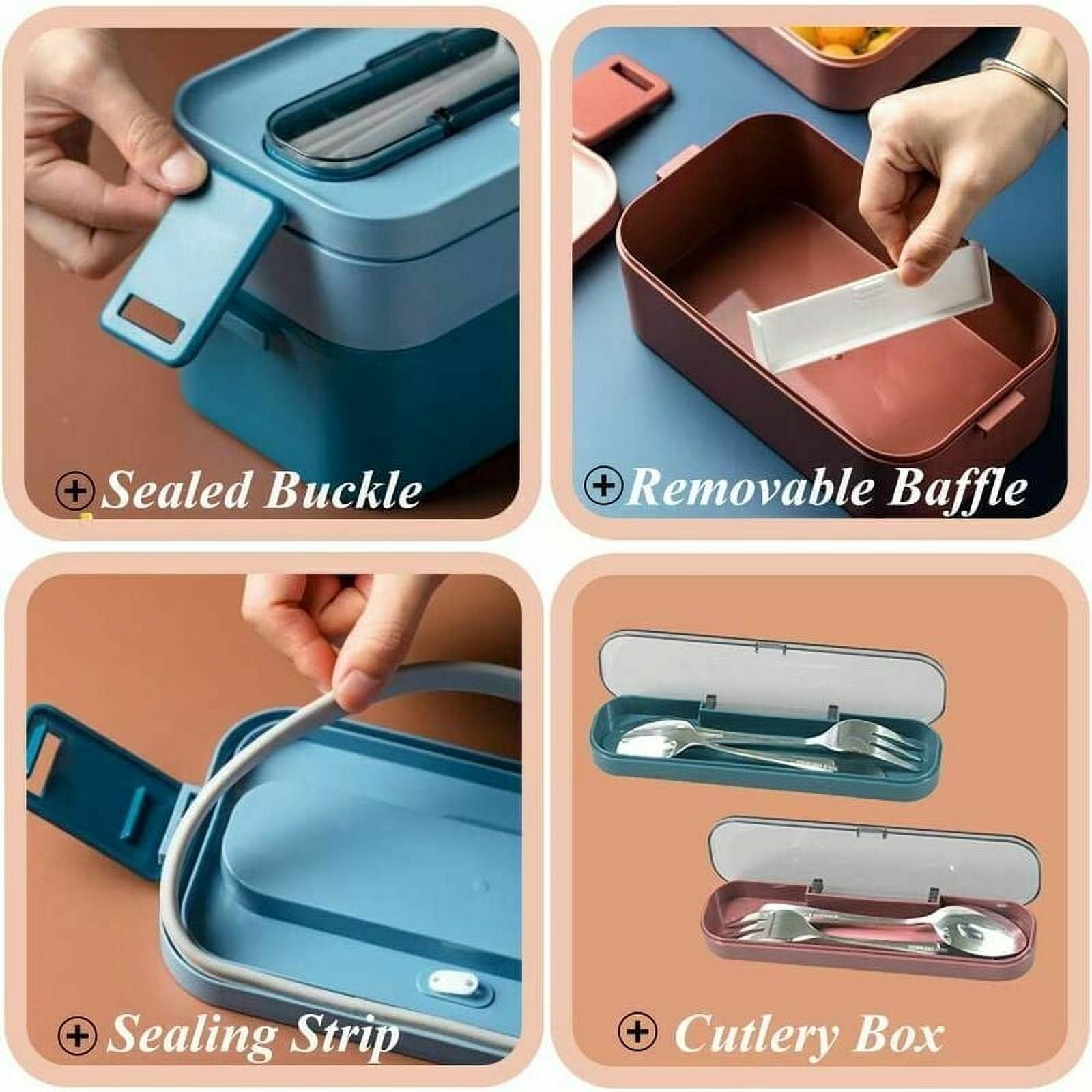 Stylish Bento Boxes, 1600ml Red Lunch Containers With Removable Partition, Thickened Sealing Strip For Leak-Proof Meals, Portable And Microwave Safe