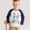 thumbnail image 2 of Bobifish Toddler Boys Tees Raglan Long Sleeve Crew Neck Cotton Motorcycle Print Soft Fall & Autumn Casual Sports T Shirts, 2 of 8