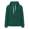 thumbnail image 3 of Otntypg Fashion Womens Hooded Sweatshirts Lightweight Casual Fall Winter Long Sleeve Drawstring Hoodie Tops Trendy Basic Oversized Athletic Pullover Sweatshirt with Pockets Green S, 3 of 5