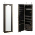 thumbnail image 5 of Giantex 5 LEDs Mirror Jewelry Armoire Wall Door Mounted, Lockable Jewelry Cabinet with 6 Drawers and Full Length Mirror, Large Capacity, Jewelry Organizer Box for Girls(Brown), 5 of 8