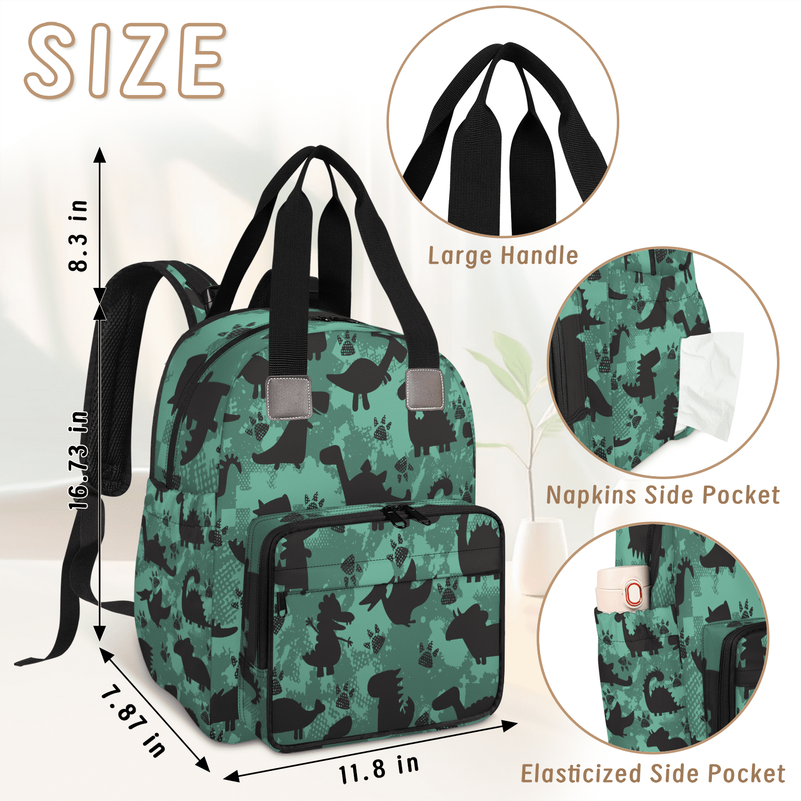 Diaper Bag Backpack for Dad Mom,Modern Baby Bag with Insulated Bottle Pocket,Large Diaper Bags Unisex for Travel