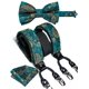 thumbnail image 1 of Tirantes de cuero auténtico con 6 clips para hombre, tirantes elásticos de seda para fiesta de boda de lujo, conjunto de pajarita, correa para pantalones, 1 of 5