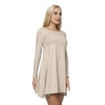 thumbnail image 2 of Women's Long Sleeved A-Line Dress with Pockets, L, Beige, by Ambesonne, 2 of 3