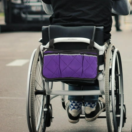 Supvox Purple Wheelchair Side Bag with Large Capacity Durable Storage for Armrest Organizer