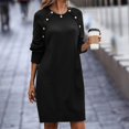 thumbnail image 5 of Lindreshi Fall Dresses for Women 2023 Homecoming Dresses Women's Winter Casual Solid Color Knitted Sweater Long Sleeve Button Dress, 5 of 7