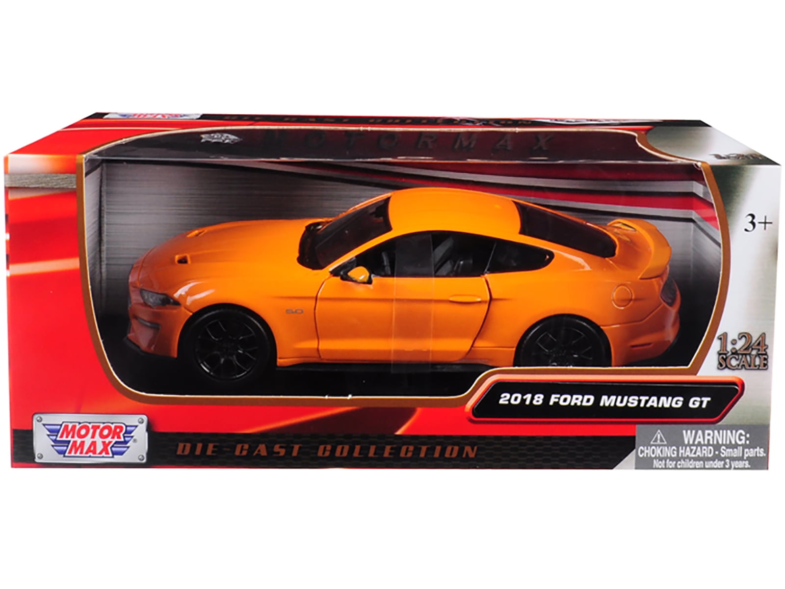 2018 Ford Mustang GT 5.0  Die-cast Car 1:24 Motormax Orange with Black Wheels