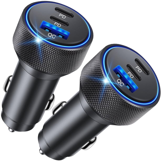 Cargador de coche USB C JUNVANG de 67 W y 3 puertos para iPhone iPad Samsung