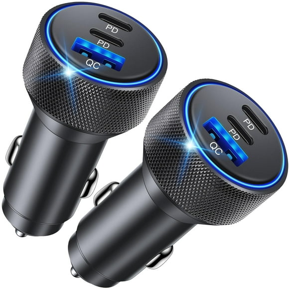 Cargador de coche USB C JUNVANG de 67 W y 3 puertos para iPhone iPad Samsung