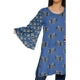 thumbnail image 4 of Moomaya Printed Indian Short Kurti Dress Poly Crepe Tunic Round Neck Mini Dress, 4 of 5
