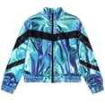 thumbnail image 3 of Zaldita Girls' Bomber Jacket Metallic Shiny Party Costume Street Dance Outfits Long Sleeve Coat Fashion Blazer Blue 14, 3 of 7