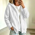 thumbnail image 2 of VSSSJ Women's Hoodie Sweatshirts Relaxed Fit Zip Up Long Sleeve Drawstring Pocket Casual Sweatshirt Jacket Top Fall Winter Outfit White S, 2 of 9