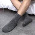 thumbnail image 5 of Men Thick Wool Socks,Soft Warm Comfort Casual Crew Winter Solid Color Socks,3Pairs,Assorted, 5 of 7