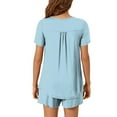 thumbnail image 5 of Mqqzkk Women's Short Sleeve Top and Short 2 Piece Pajamas Set Cute Print Pajama Sets Pleat Tunic Matching Pjs Set L, 5 of 6