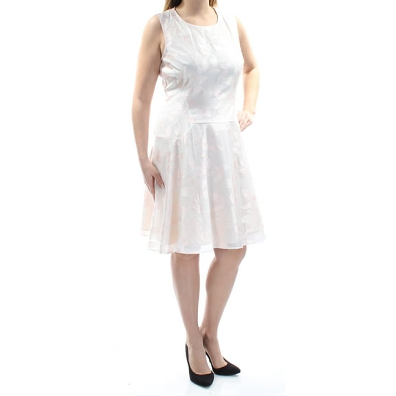 Tommy Hilfiger Women's Floral-Brocade Drop-Waist Dress (4, Blush/Ivory)