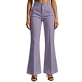 thumbnail image 2 of ZVAVZ High Waist Dress Pants for Women Flare Office Trousers Solid Lightweight Bootcut Business Pants Formal Pants with Pockets Purple L, 2 of 9