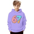 thumbnail image 4 of Playtopia Youth Donut Ice Cream Number 67 Graphic Hooded Pullover 350g Polyester Long Sleeve Kangaroo Pocket Casual Sweatshirt 1PC Big Kids Sizes 100-160, 4 of 4