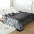 thumbnail image 5 of Warm Soft Flannel Throw Blanket Sofa Bed Bedspread Travel for Bed Sofa Dark Grey 100cmx150cm, 5 of 8