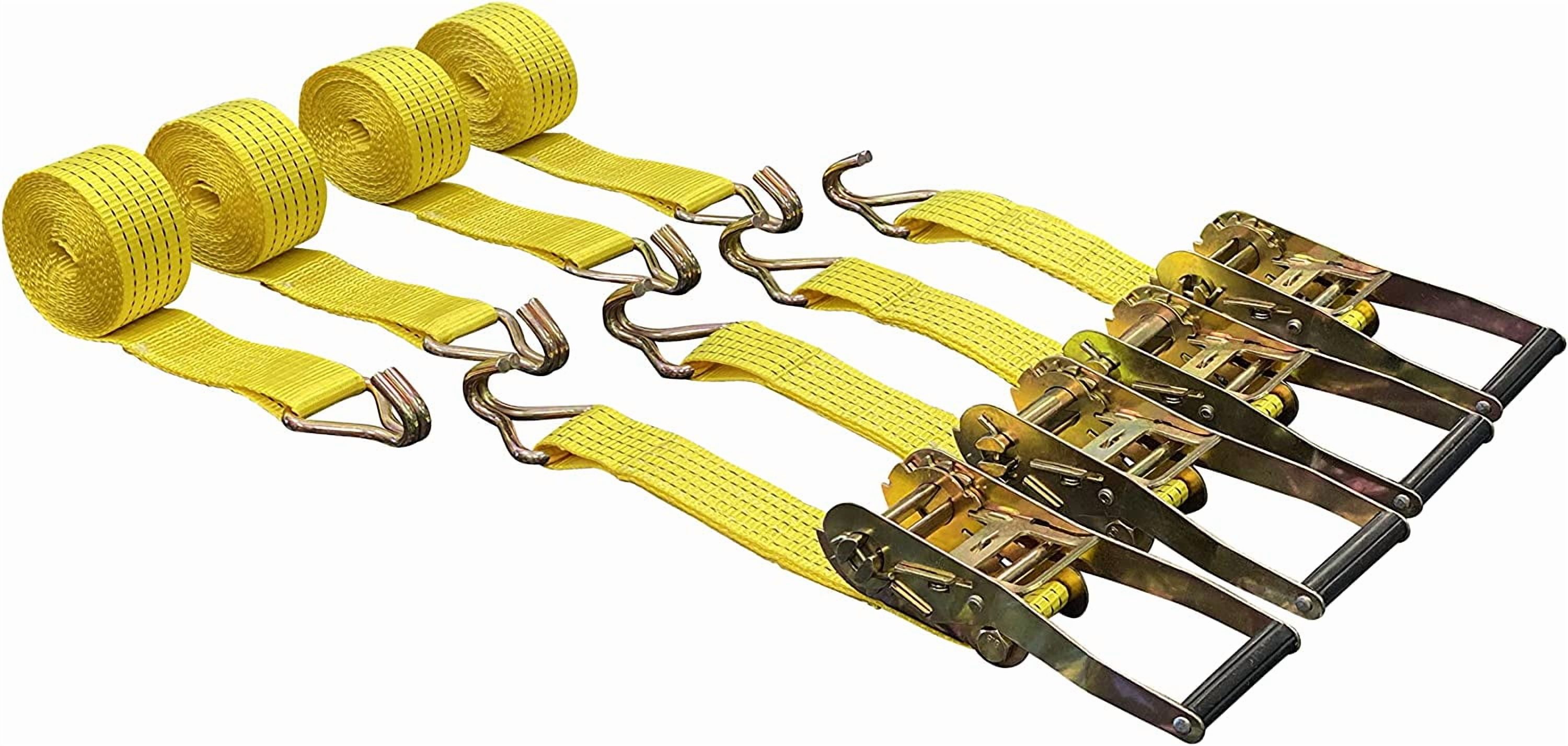 4 Pack Ratchet Straps 2"x15' 5000 Lbs Break Strength J Hook