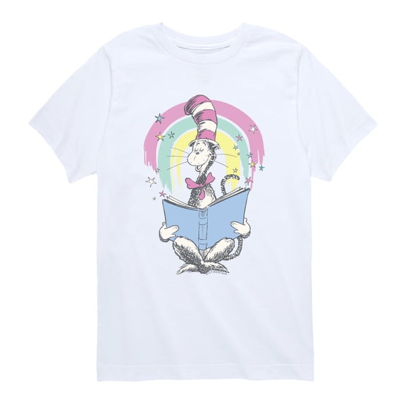 The Cat in the Hat - Cat Reading - Youth Boys Short Sleeve Graphic T-Shirt