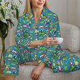 thumbnail image 5 of KLL Cars Transportation Print Women's Long Sleeve Pajamas with Pants Sleepwear Loungewear 2 Set-Large, 5 of 7