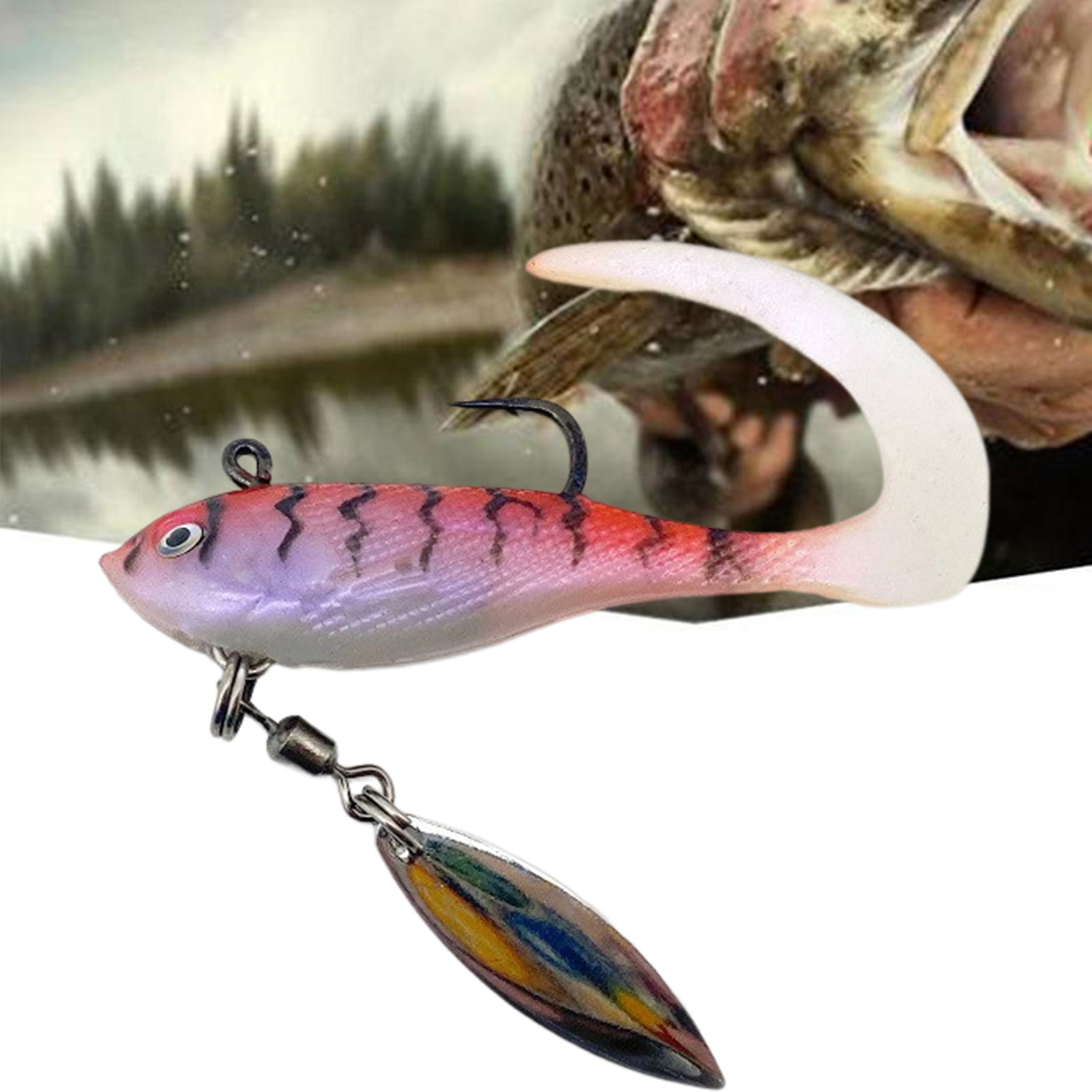Mightlink 7g/6cm Bionic Soft Bait Sharp Hook 3D Simulated Fisheye Realistic  Figure 8 Ring Spinning Sequin Lure for Outdoor Fishing